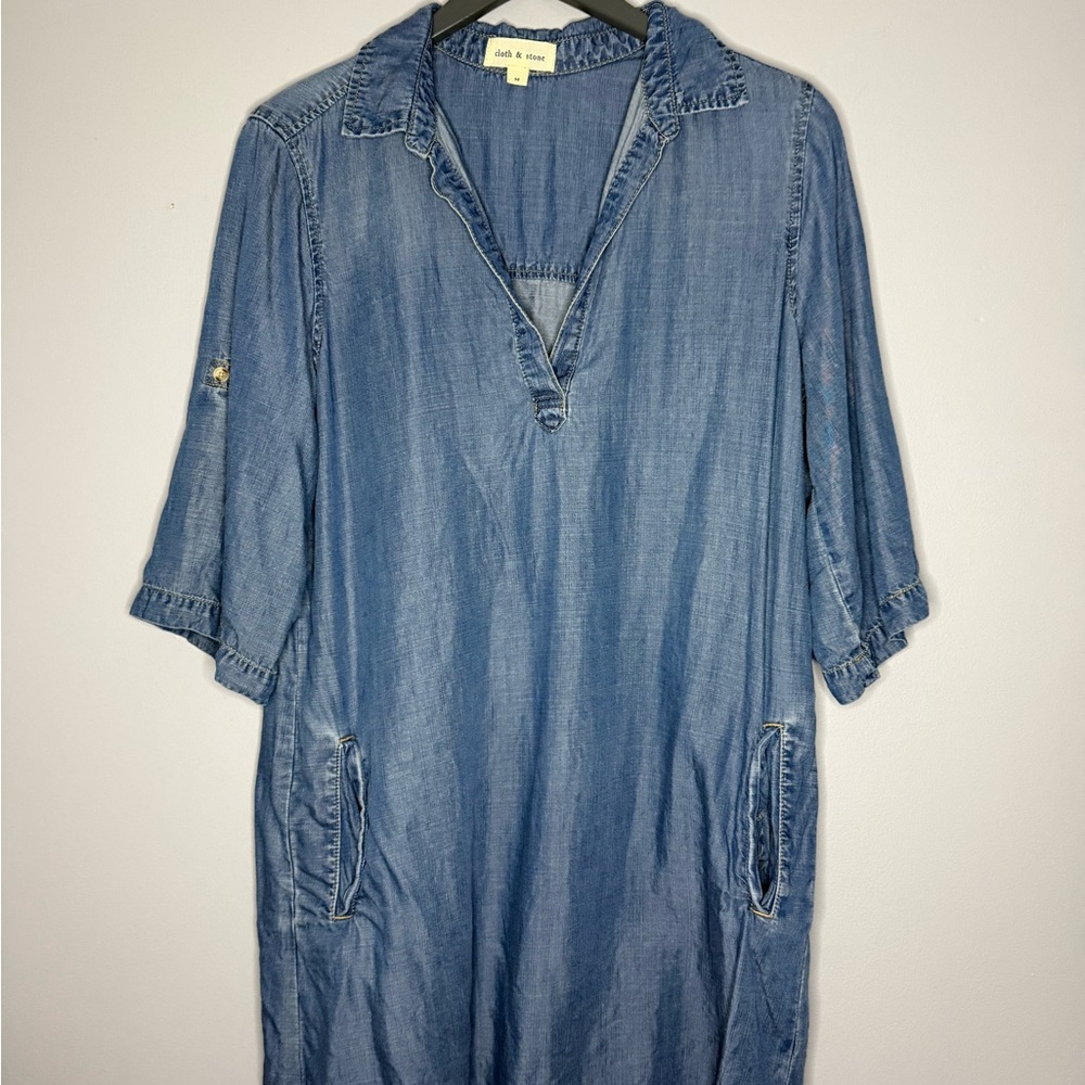 Cloth & Stone Light Blue Chambray Tunic Dress